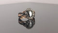 Bridal Ring Set — Oval Cut Black Diamond, Rose Gold Finish, 925 Sterling Silver (2-Piece)