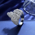 Men's Ring — "Allah" Ice Out Design, White Gold Finish, 925 Sterling Silver