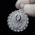 Hip Hop Pendant — Hamsa Hand Evil Eye, White Gold Finish, 925 Sterling Silver