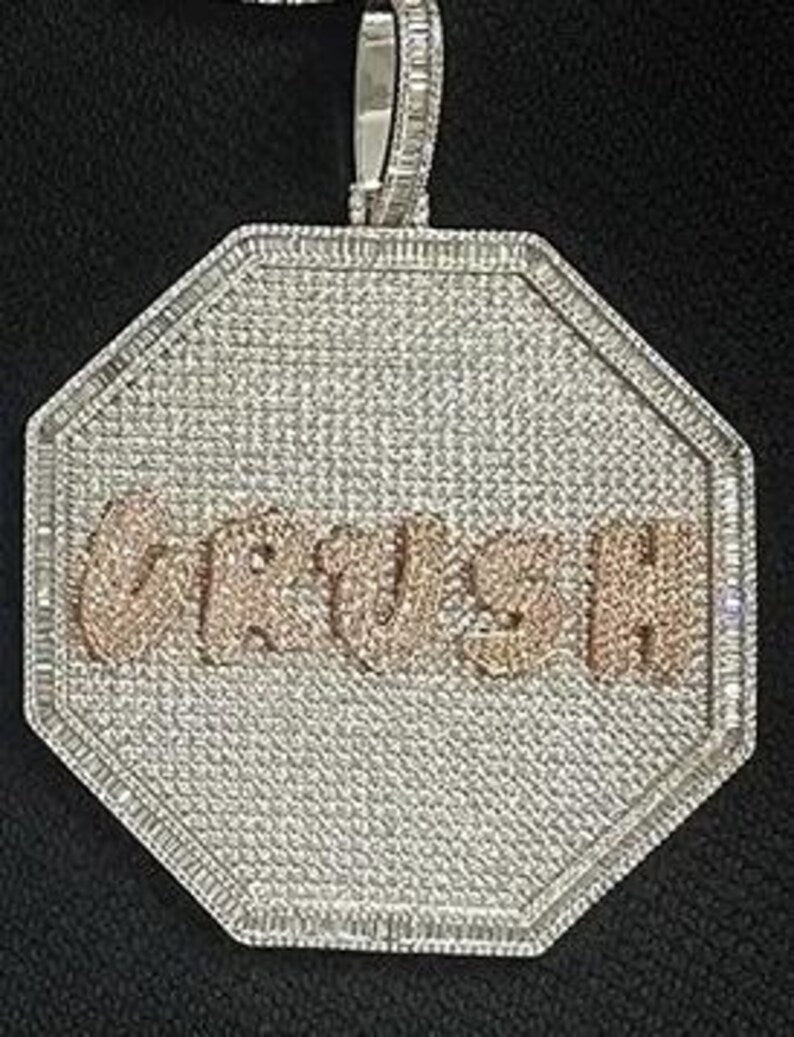 Hip Hop Pendant — Big Custom Letter Name Rapper Charm, Yellow Gold Finish, 925 Sterling Silver
