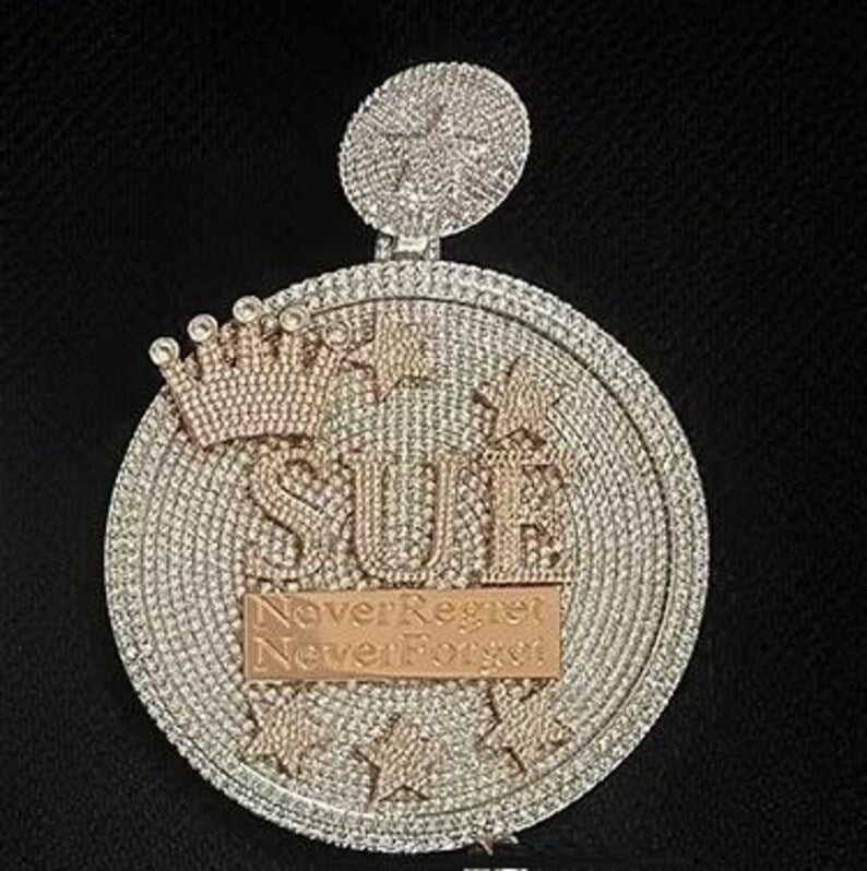 Hip Hop Pendant — Big Custom Letter Name Rapper Charm, Yellow Gold Finish, 925 Sterling Silver
