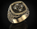 Men's Ring — Moissanite Cross, Yellow Gold Finish, 925 Sterling Silver