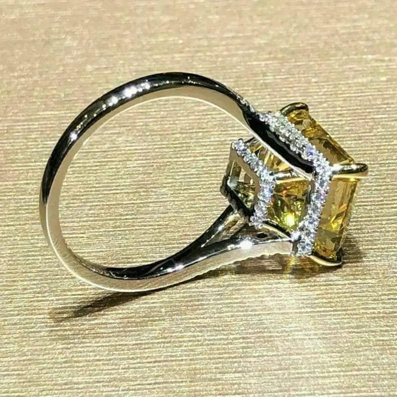 Bridal Ring Set — 4-Claw Yellow Sapphire Moissanite