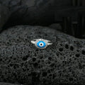 Toe Ring — Evil Eye Protection Charm, White Gold Finish, 925 Sterling Silver