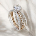 Bridal Ring Set — Oval Cut Moissanite Two Tone, Yellow Gold Finish, 925 Sterling Silver (2-Piece)