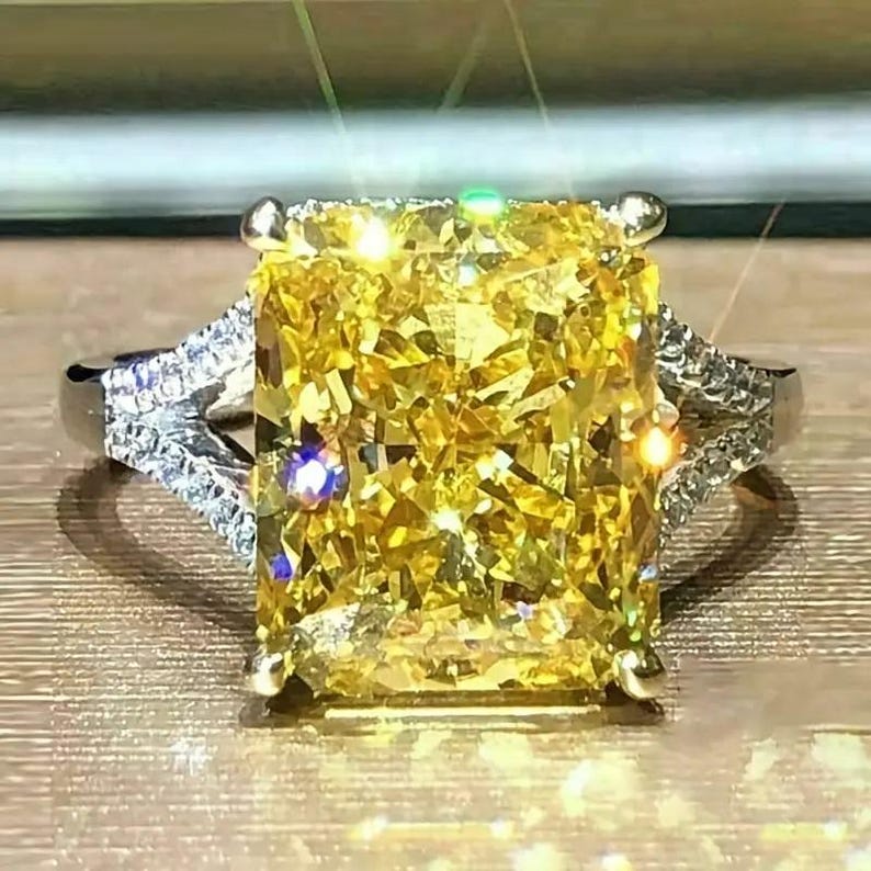 Bridal Ring Set — 4-Claw Yellow Sapphire Moissanite