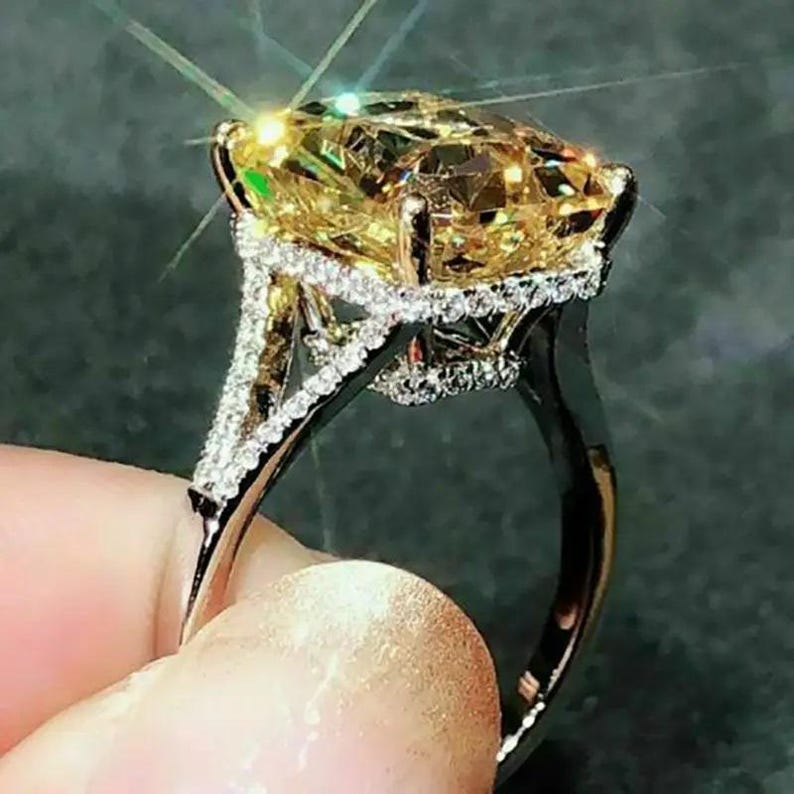 Bridal Ring Set — 4-Claw Yellow Sapphire Moissanite