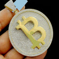 Hip Hop Pendant — Big Round Iced Out Pendant, Yellow Gold Finish, 925 Sterling Silver