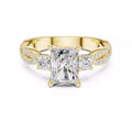 Bridal Ring Set — Solitaire with Accent Moissanite, Yellow Gold Finish, 925 Sterling Silver (2-Piece)