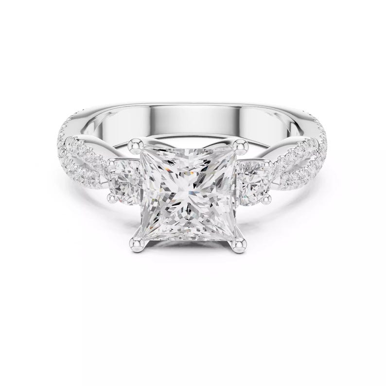Bridal Ring Set — Solitaire with Accent Moissanite, Yellow Gold Finish, 925 Sterling Silver (2-Piece)