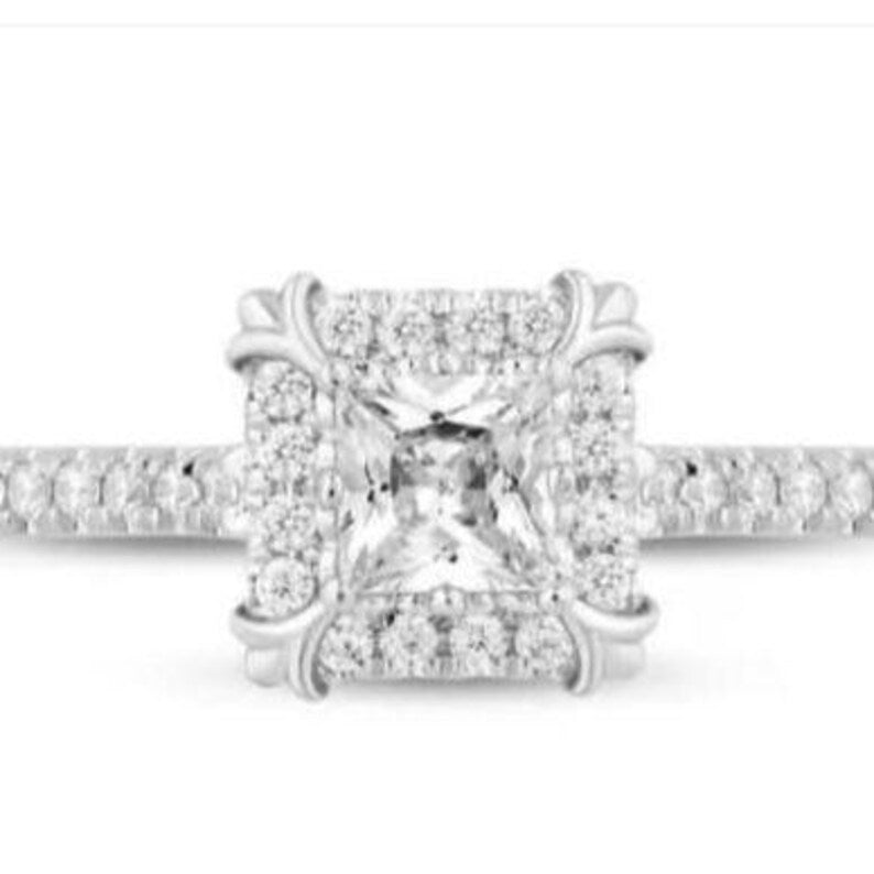 Bridal Ring Set — Round Halo Moissanite