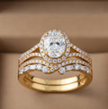 Oval Cut Moissanite Engagement RingFor Women, 14K Gold Plated Bridal Ring, Delicate Curved Stacking Band