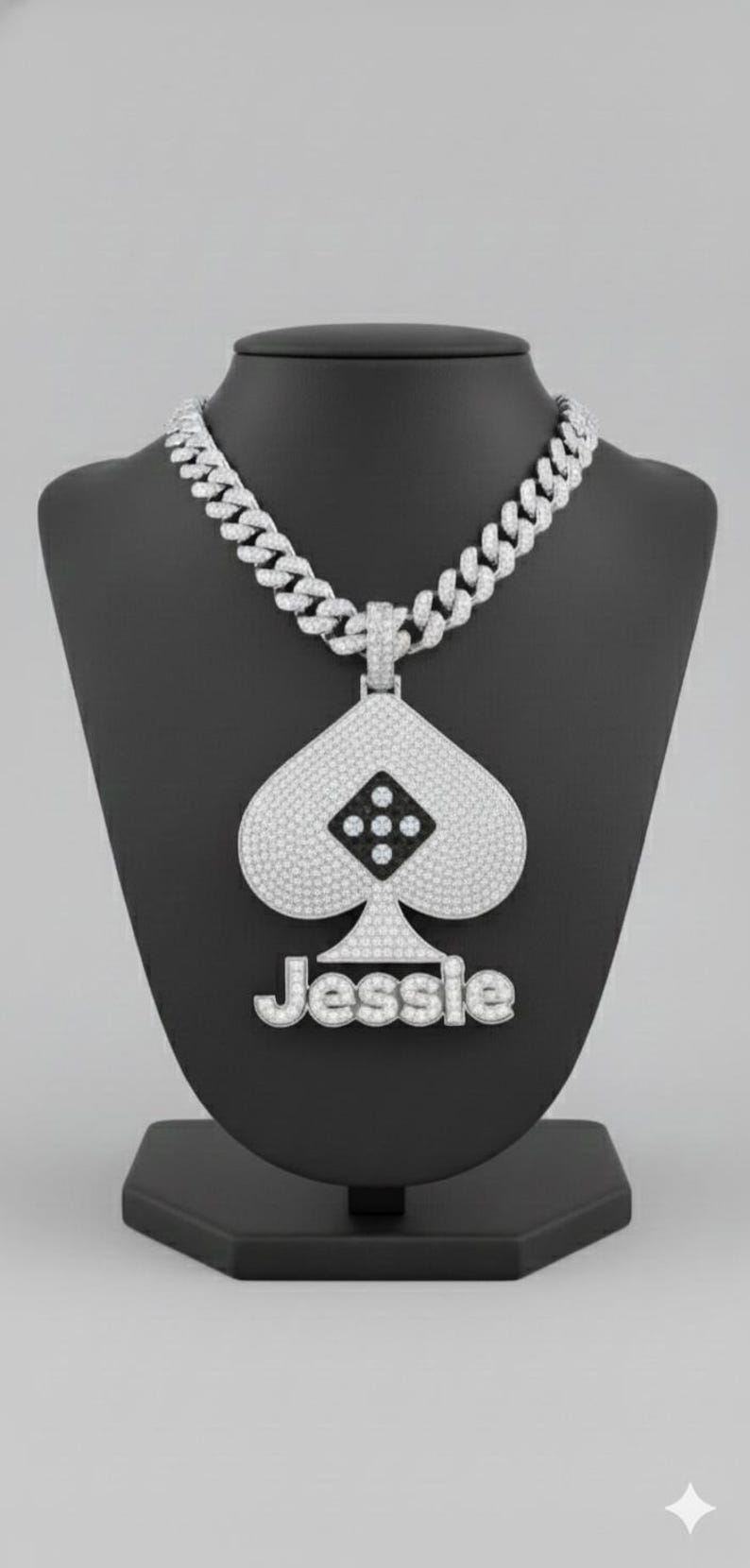 Hip Hop Pendant — Custom Name with Club Suit Accent, Yellow Gold Finish, 925 Sterling Silver