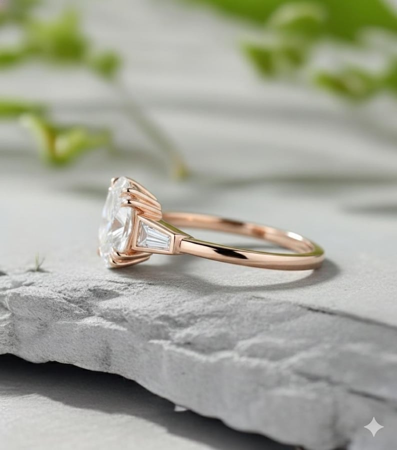 Bridal Ring Set — Oval Three Stone Moissanite