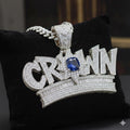 Hip Hop Pendant — 3D Crown Medallion, Yellow Gold Finish, 925 Sterling Silver