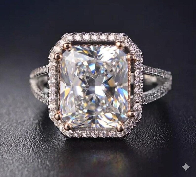 Bridal Ring Set — Radiant Cut Promise Moissanite