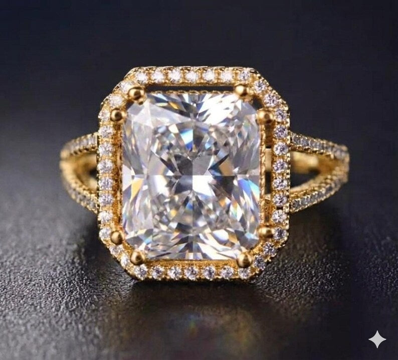 Bridal Ring Set — Radiant Cut Promise Moissanite