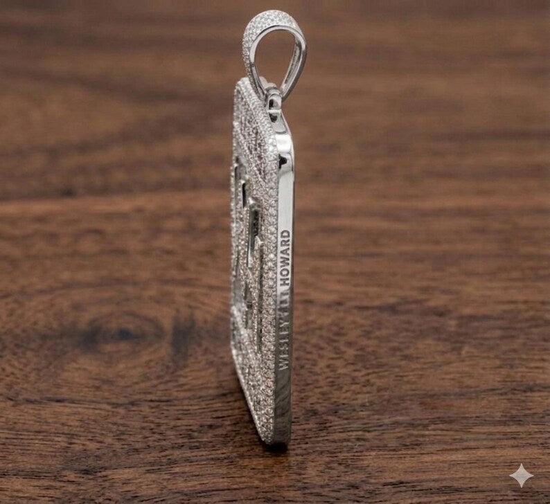 Hip Hop Pendant — Custom Logo Letter Car Tag Pendant, Yellow Gold Finish, 925 Sterling Silver