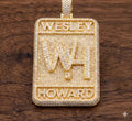 Hip Hop Pendant — Custom Logo Letter Car Tag Pendant, Yellow Gold Finish, 925 Sterling Silver