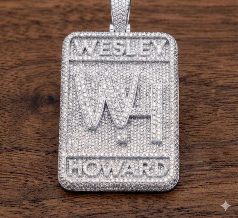 Hip Hop Pendant — Custom Logo Letter Car Tag Pendant, Yellow Gold Finish, 925 Sterling Silver
