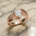 Rose Gold Fn Heart Shape Ring For Women Engagement Ring Ladies Wedding Ring 925 Silver