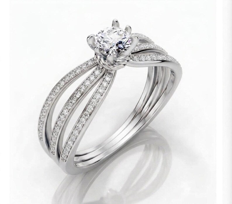 Diamond Ring For Women, White Gold Finish Engagement Ring, Wedding Ring, Propose Ring