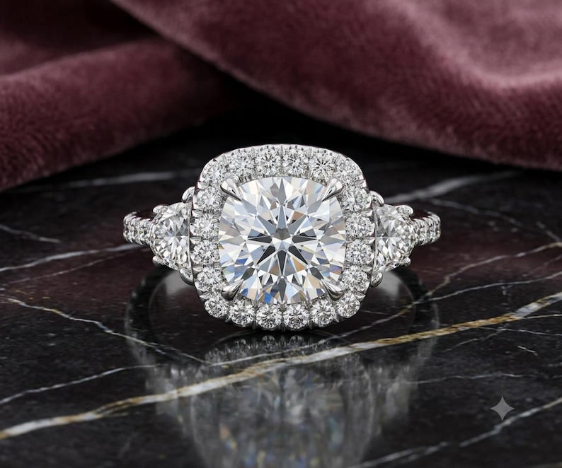 Bridal Ring Set — Round Cut Solitaire Diamond, White Gold Finish, 925 Sterling Silver (2-Piece)