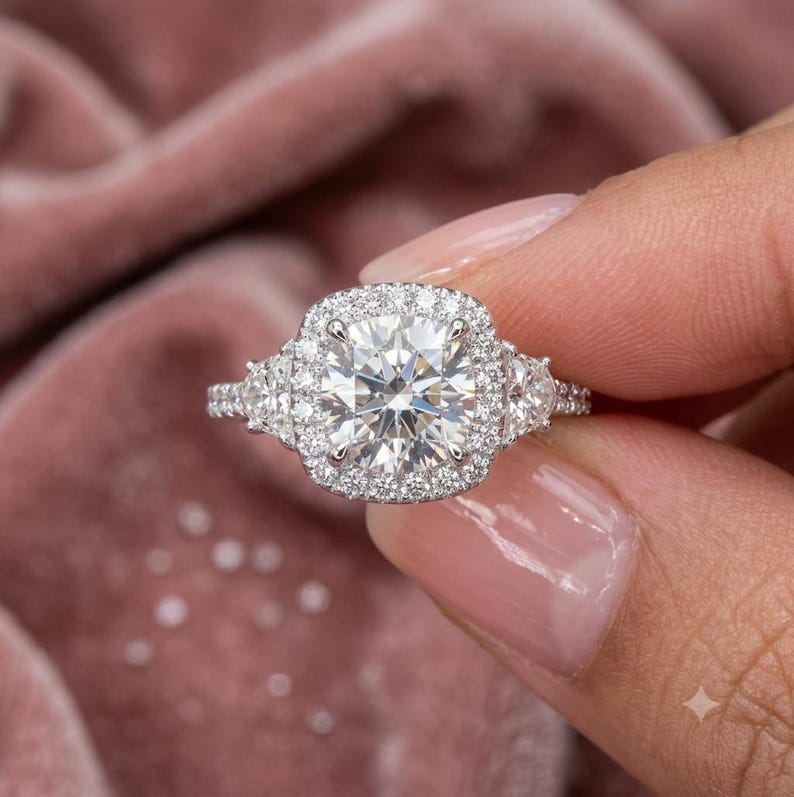Bridal Ring Set — Round Cut Solitaire Diamond, White Gold Finish, 925 Sterling Silver (2-Piece)