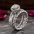 Engagement Ring — Vintage Round Moissanite, White Gold Finish, 925 Sterling Silver