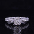 Cushion Cut Diamond Wedding Women's Moissanite Ring 14K White Gold Finish 925 Sterling Silver Engagement Band Ring, Bridal Ring For Her