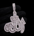 Hip Hop Pendant — Custom Arabic Calligraphy Allah Pendant, Yellow Gold Finish, 925 Sterling Silver
