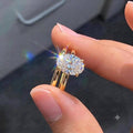 Oval cut Solitaite Moissanite Wedding Ring Set/ East West Engagement Ring Set/ 14K Gold Plated Bridal Ring Set/ Gifts Set Her