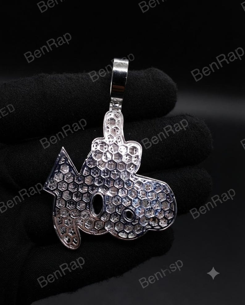 Hip Hop Pendant — Custom Arabic Calligraphy Allah Pendant, Yellow Gold Finish, 925 Sterling Silver