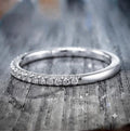 Bridal Ring Set — Micro Pave Half Eternity, White Gold Finish, 925 Sterling Silver (2-Piece)