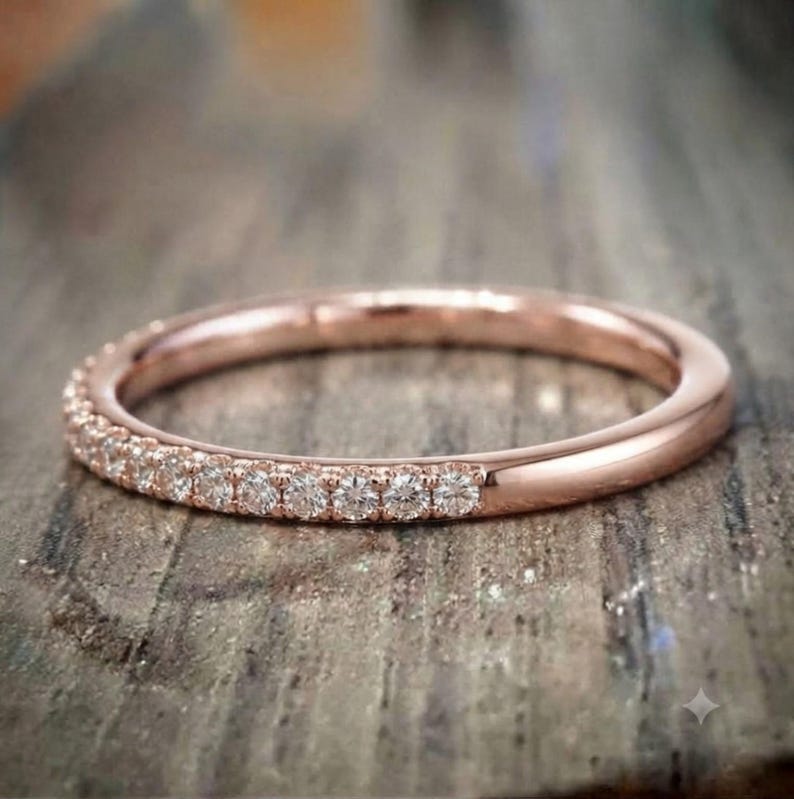Bridal Ring Set — Micro Pave Half Eternity, White Gold Finish, 925 Sterling Silver (2-Piece)
