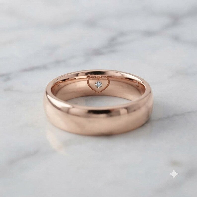 Bridal Ring Set — Dome Shape Plain Band, Yellow Gold Plated Finish, 925 Sterling Silver (2-Piece)