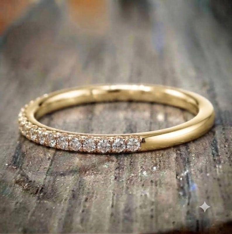 Bridal Ring Set — Micro Pave Half Eternity, White Gold Finish, 925 Sterling Silver (2-Piece)