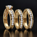 Bridal Trio Ring Set - Diamond, 14K Yellow Gold Finish