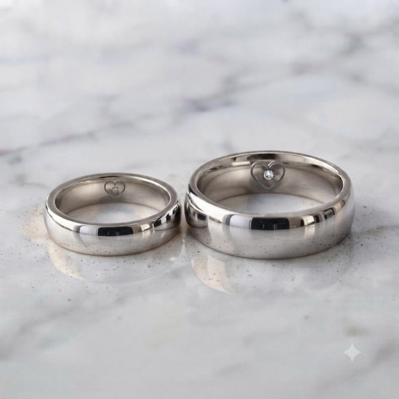 Bridal Ring Set — Dome Shape Plain Band, Yellow Gold Plated Finish, 925 Sterling Silver (2-Piece)
