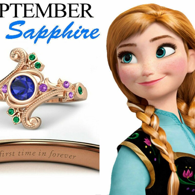 Enchanted Rose Gold Finish Ladies Ring/ Sterling Silver Multi Stone Ring/ SEPTEMBER Birthstone Blue Sapphire Fashion Ring