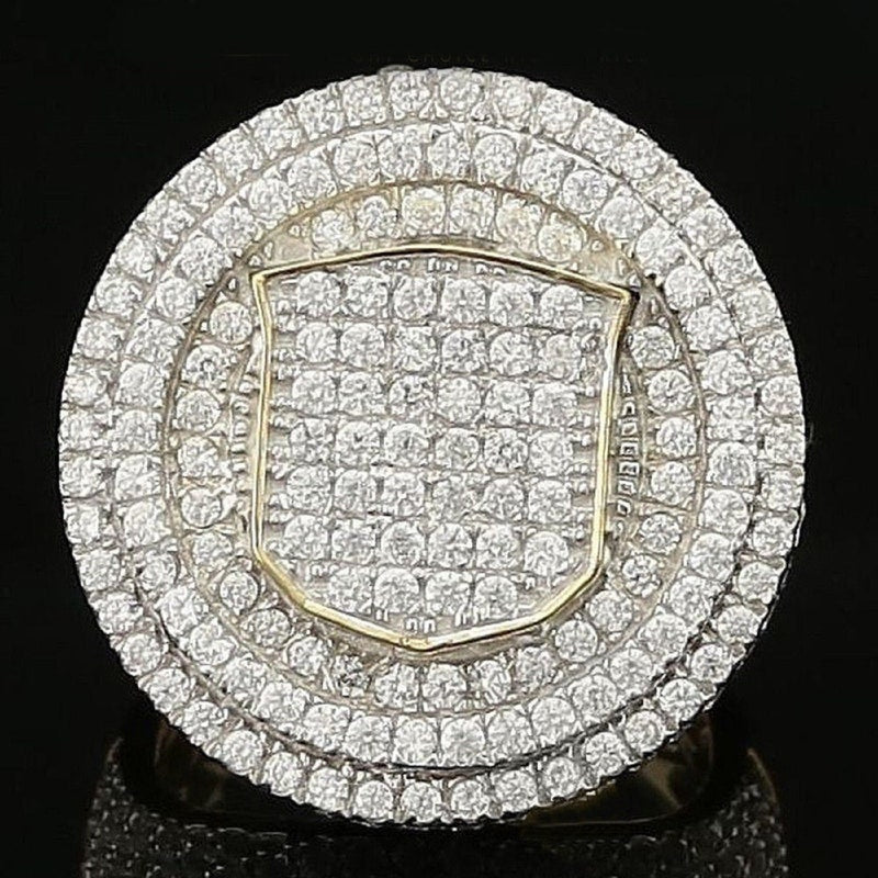 Round Cut Simulated Diamond 14K Yellow Gold Over Mens Wedding Ring, Engagement Ring For Men