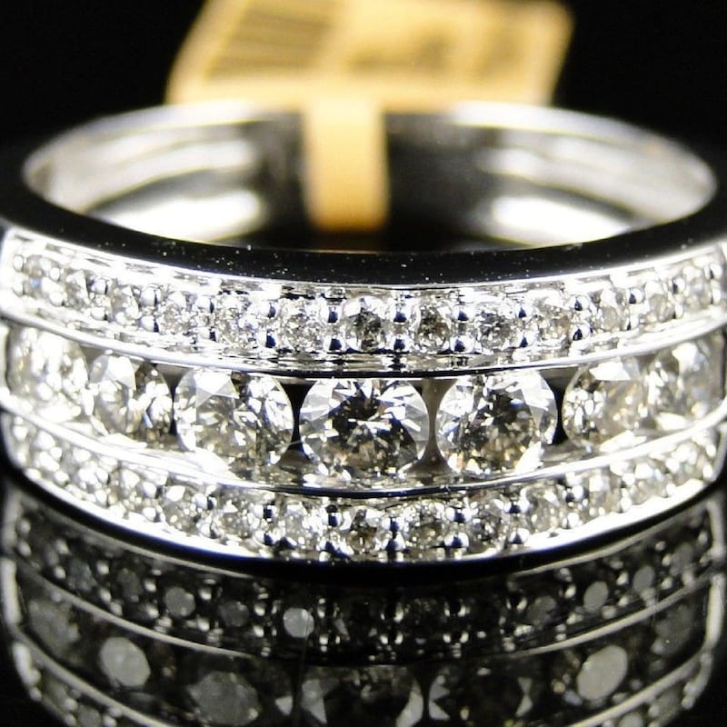 14K White Gold Finish Men's Ring, Most Selling Round Moissanite / Diamond Men's Wedding Band, Diamond Engagement Ring, Anniversary Gift
