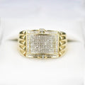 925 Sterling Silver Moissanite Ring For Gents, 14K Yellow Gold Finish Men's Custom Square Shape Pinky Ring, Valentine's Day Gift