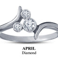 Fashion ring, 925 Sterling Silver April Diamond Birthstone Ring 14k White Gold Finish, Birth Stone Ring