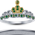 .925 Sterling Silver 14k White Gold Finish Multi Color Stone Wedding Princess Crown Ring