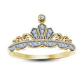 Famous Ring/ Princess Tiara Ring/ Stackable Ring/ Knuckle Stack Slim/925 Sterling Silver/ Moissanite/ Multi Color 14K Yellow Gold Crown Ring