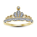 Famous Ring/ Princess Tiara Ring/ Stackable Ring/ Knuckle Stack Slim/925 Sterling Silver/ Moissanite/ Multi Color 14K Yellow Gold Crown Ring