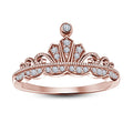 Dainty Princess Crown Ring, Rose Gold-Plated 925 Sterling Silver Crown Ring