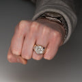14k Rose Gold Finish Round Cluster Ring For Groom/ Men's Diamond Cluster Ring/ 925 Silver Moissanite Ring For Boys/ Male Flower Pinky Ring