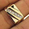 Mens 14k yellow gold Plated Ring and Round Cut diamond wedding band, wedding band, gents ring 925 Sterling Silver Ring size 7 -12